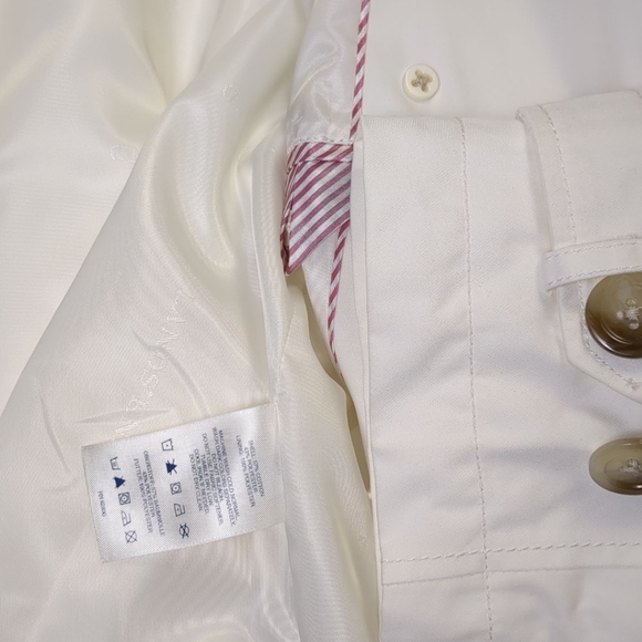 Land End Cropped Trench Rain Jacket Ivory Double Breasted SZ XL - Picture 8 of 8